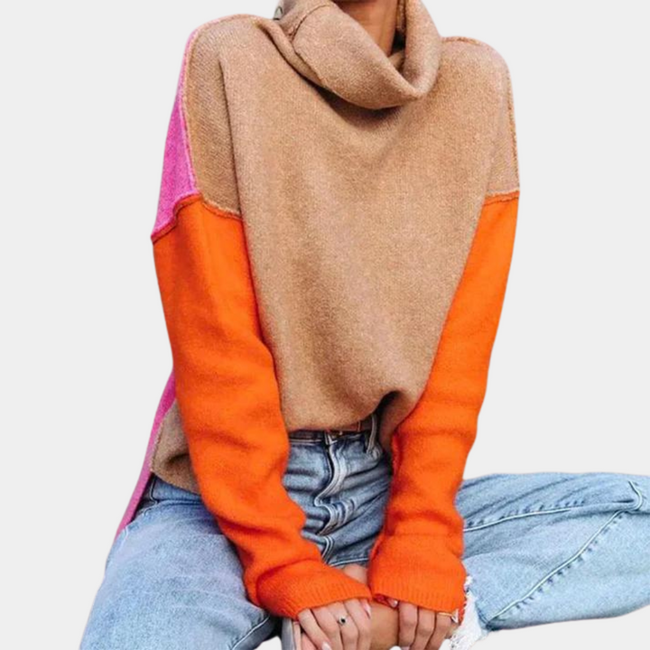 Color block-sweater til kvinder