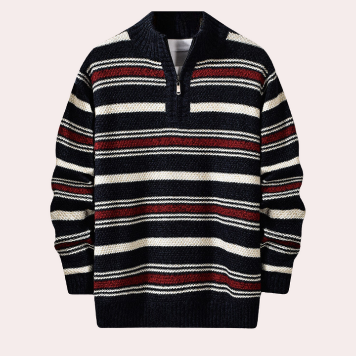 Klassisk stribet herresweater