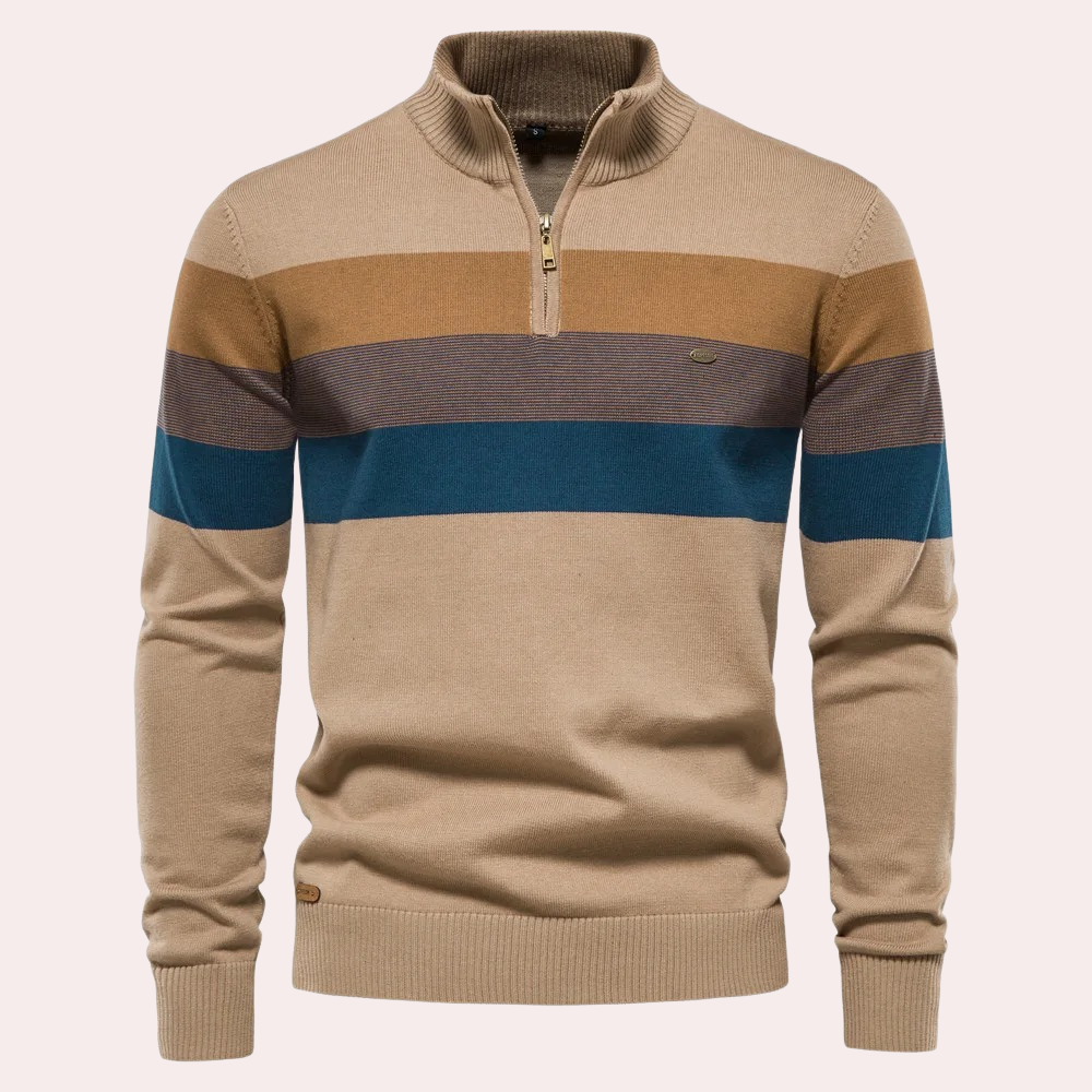 Trendy stribet herresweater