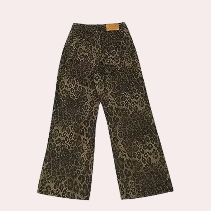 Trendy jeans med leopardprint til kvinder