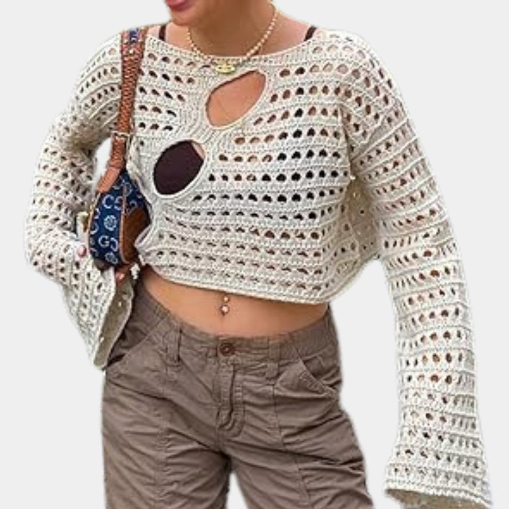 Moderne strikket crop top til kvinder