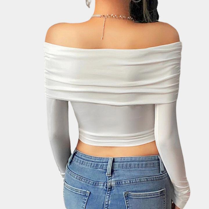 Langærmet off-shoulder top til kvinder