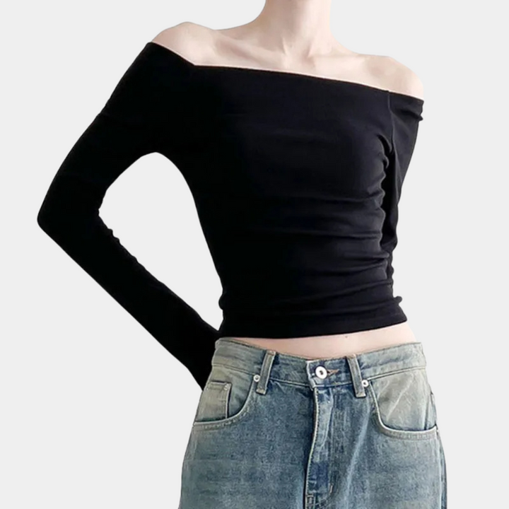 Langærmet off-shoulder top til kvinder