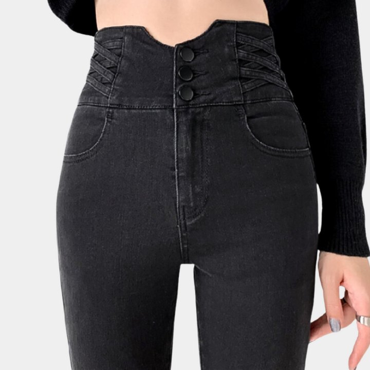 Moderigtige jeans med høj talje til kvinder