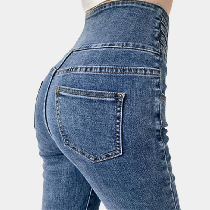 Moderigtige jeans med høj talje til kvinder