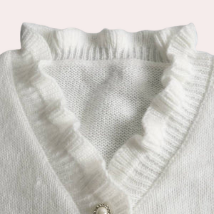 Marianna - Klassisk V-Hals Sweater med Fine Knapdetaljer