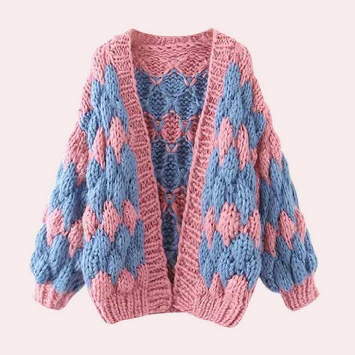 Samara - Chunky Garn Cardigan med Elegante Puffærmer