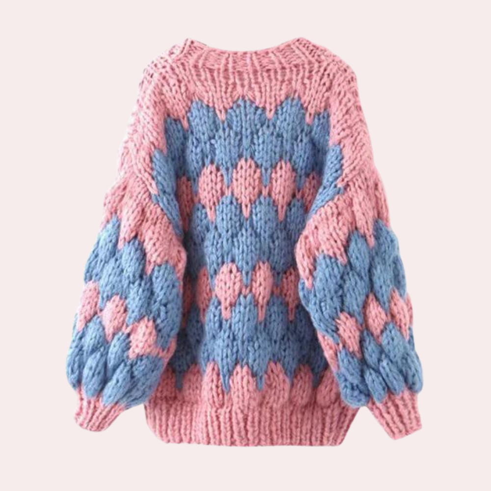 Samara - Chunky Garn Cardigan med Elegante Puffærmer