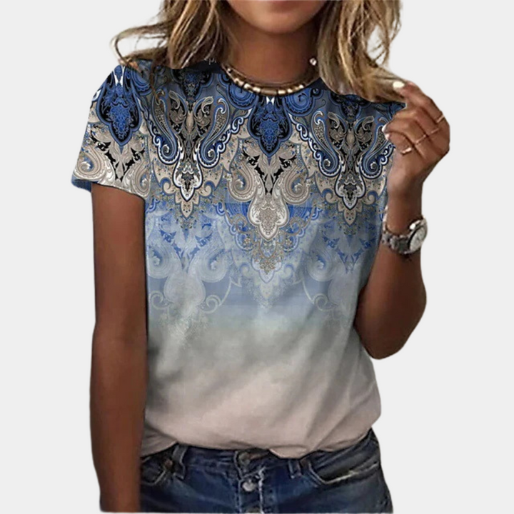 Florinda - Sommer-T-shirt med Unikke Farveprints