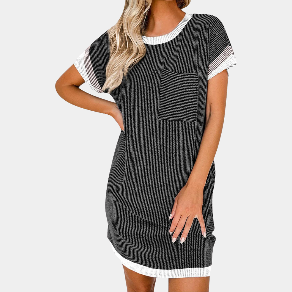 Henriqua - Trendy stribet color block-minikjole til kvinder