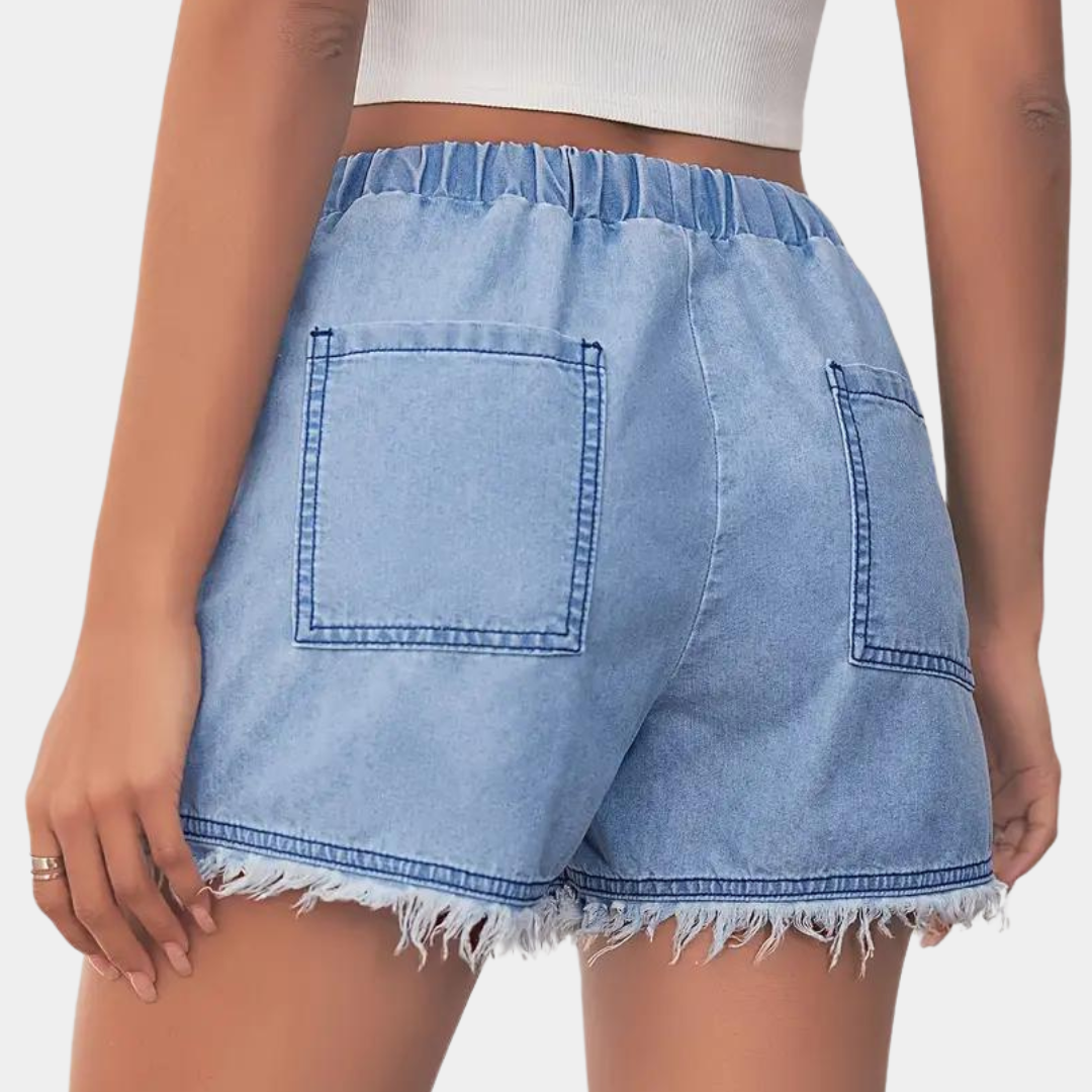 Rosalba - Moderigtige shorts med flosset kant og justerbare bånd til kvinder