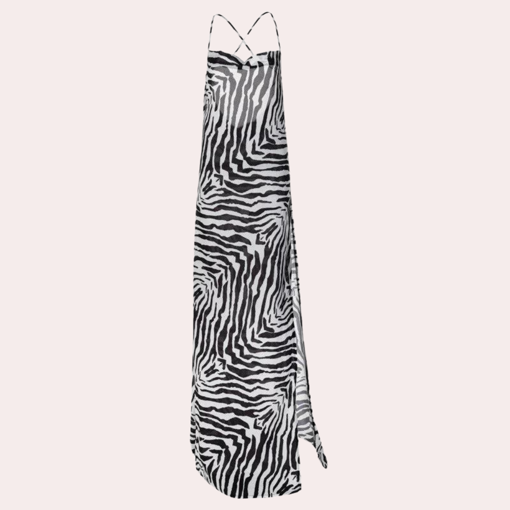 Dayana - Vævende Side-Slit Kjole med Zebra Flair