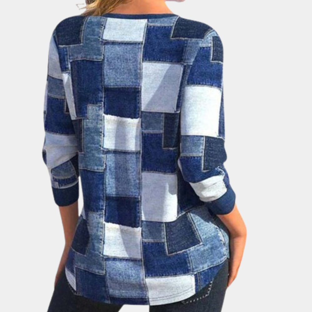 Ulrike - Stilfuld top i patchwork-stil til kvinder