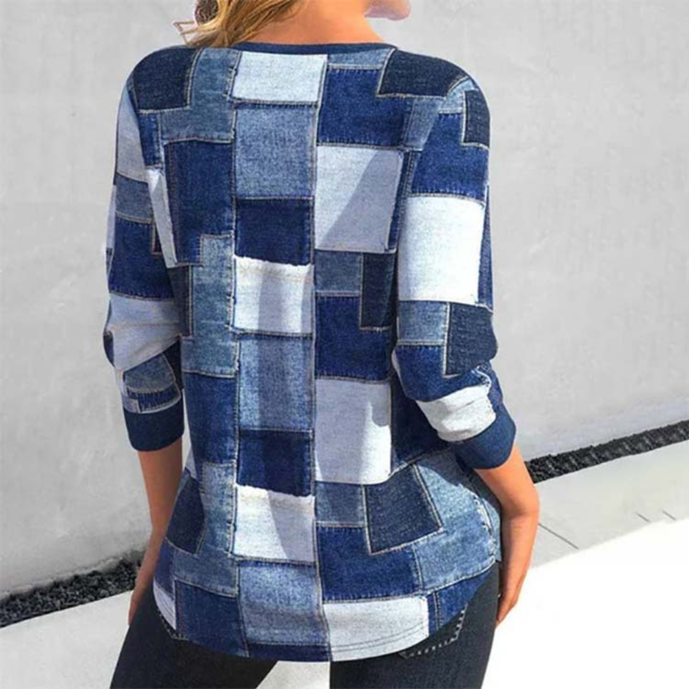 Ulrike - Stilfuld top i patchwork-stil til kvinder