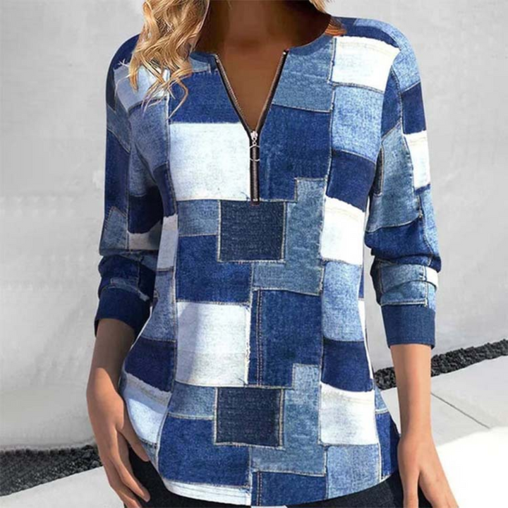 Ulrike - Stilfuld top i patchwork-stil til kvinder