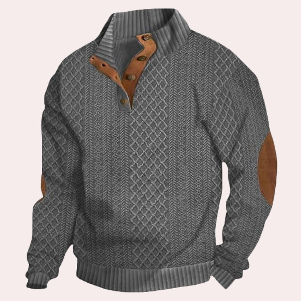 Derrall - Trendy herresweater med kraveknapper