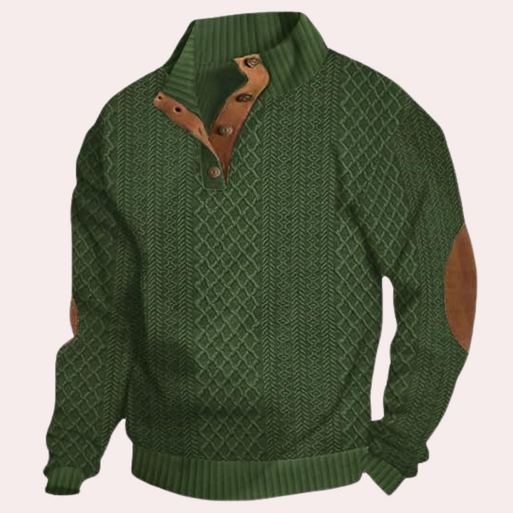 Derrall - Trendy herresweater med kraveknapper