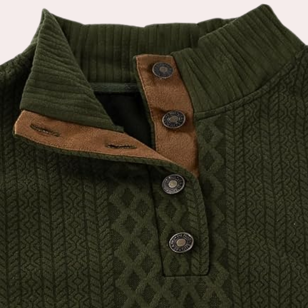 Derrall - Trendy herresweater med kraveknapper