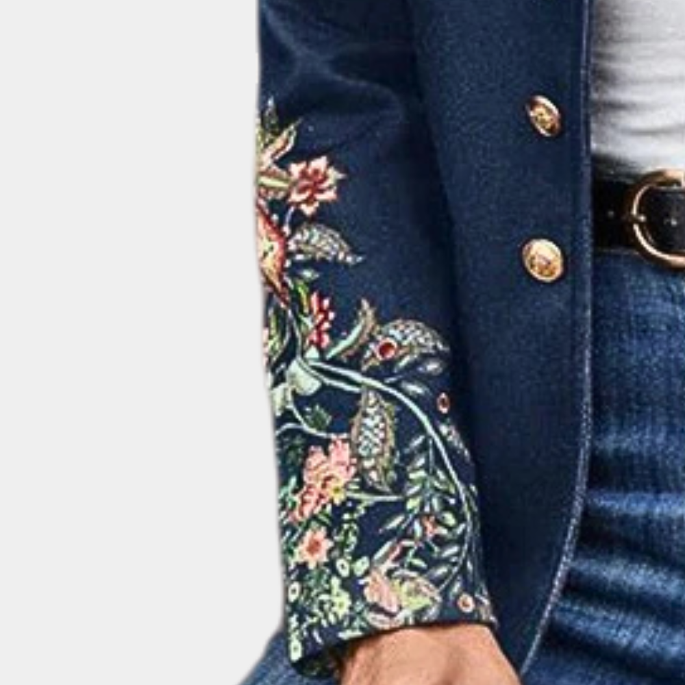 Iona - Feminin blazer med blomsterprint