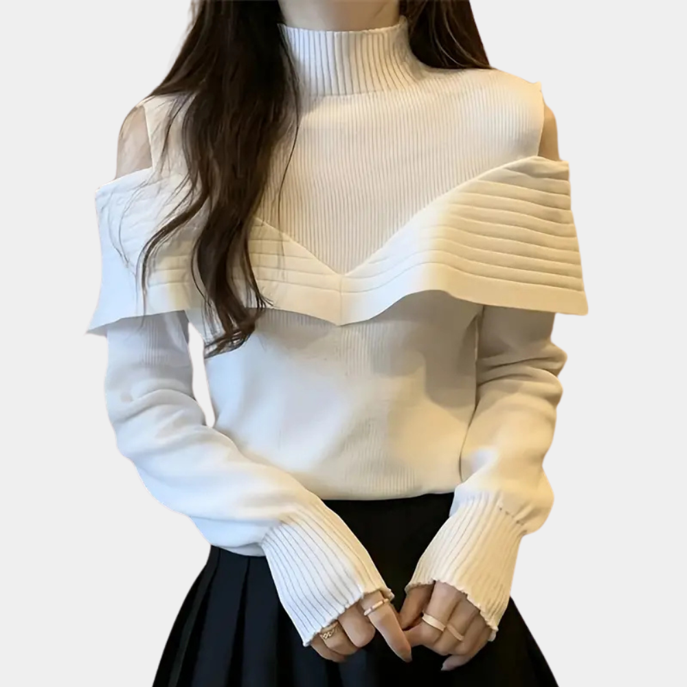 LEILANIE - Elegant Åben Skulder Sweater til Kvinder