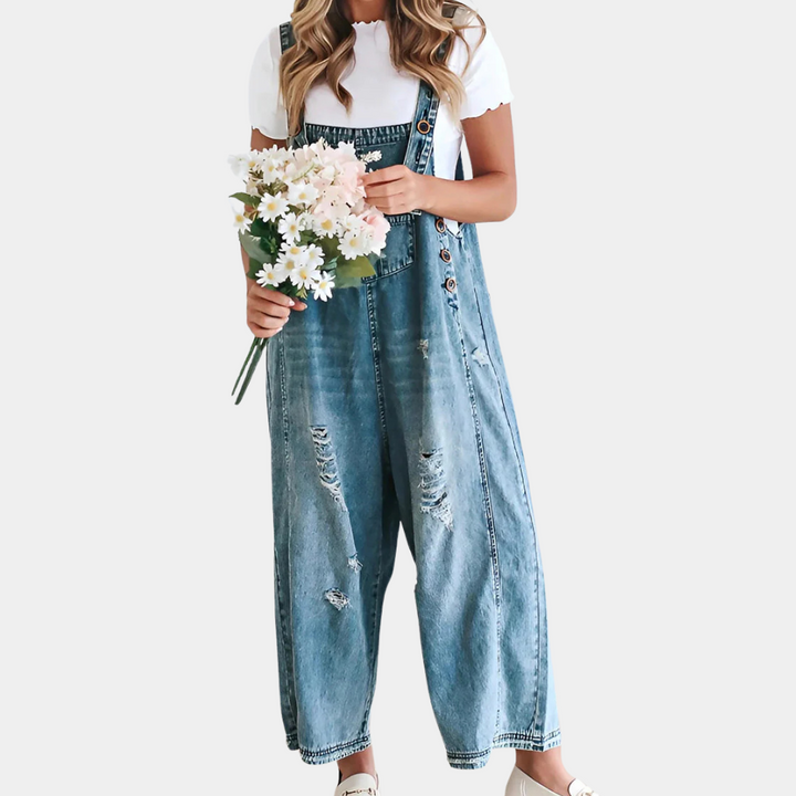 KATHRYN - Sænkede denim-overall til kvinder